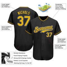 Load image into Gallery viewer, Custom Black Gold-White Authentic Baseball Jersey