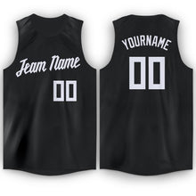 Load image into Gallery viewer, Custom Black White Round Neck Basketball Jersey