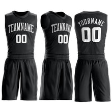 Load image into Gallery viewer, Custom Black White Round Neck Suit Basketball Jersey