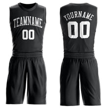 Load image into Gallery viewer, Custom Black White Round Neck Suit Basketball Jersey