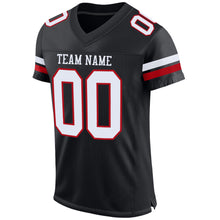 Laden Sie das Bild in den Galerie-Viewer, Custom Black White-Red Mesh Authentic Football Jersey