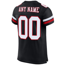 Laden Sie das Bild in den Galerie-Viewer, Custom Black White-Red Mesh Authentic Football Jersey