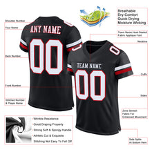 Laden Sie das Bild in den Galerie-Viewer, Custom Black White-Red Mesh Authentic Football Jersey