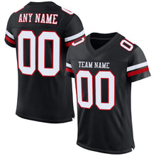 Laden Sie das Bild in den Galerie-Viewer, Custom Black White-Red Mesh Authentic Football Jersey