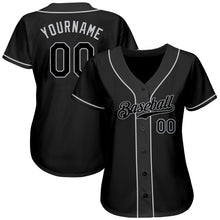 Load image into Gallery viewer, Custom Black Black-Gray Authentic Baseball Jersey
