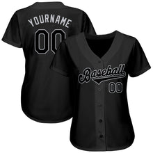 Laden Sie das Bild in den Galerie-Viewer, Custom Black Black-Gray Authentic Baseball Jersey