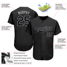Laden Sie das Bild in den Galerie-Viewer, Custom Black Black-Gray Authentic Baseball Jersey