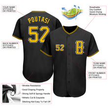 Load image into Gallery viewer, Custom Black Gold-White Authentic Baseball Jersey