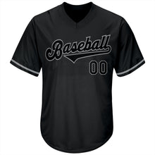 Charger l'image dans la galerie, Custom Black Black-Gray Authentic Throwback Rib-Knit Baseball Jersey Shirt