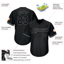 Charger l'image dans la galerie, Custom Black Black-Gray Authentic Throwback Rib-Knit Baseball Jersey Shirt