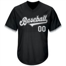 Загрузить изображение в средство просмотра галереи, Custom Black White-Gray Authentic Throwback Rib-Knit Baseball Jersey Shirt