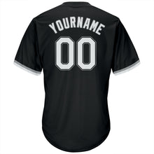 Загрузить изображение в средство просмотра галереи, Custom Black White-Gray Authentic Throwback Rib-Knit Baseball Jersey Shirt