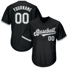 Загрузить изображение в средство просмотра галереи, Custom Black White-Gray Authentic Throwback Rib-Knit Baseball Jersey Shirt