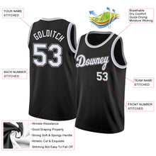 Charger l'image dans la galerie, Custom Black White-Gray Round Neck Rib-Knit Basketball Jersey