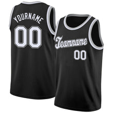 Charger l'image dans la galerie, Custom Black White-Gray Round Neck Rib-Knit Basketball Jersey