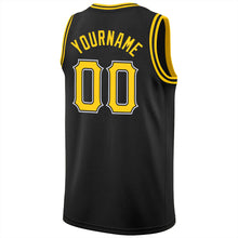 Charger l'image dans la galerie, Custom Black Gold-White Round Neck Rib-Knit Basketball Jersey