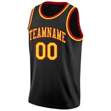 Laden Sie das Bild in den Galerie-Viewer, Custom Black Gold-Red Round Neck Rib-Knit Basketball Jersey