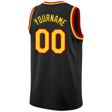 Laden Sie das Bild in den Galerie-Viewer, Custom Black Gold-Red Round Neck Rib-Knit Basketball Jersey