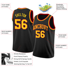 Laden Sie das Bild in den Galerie-Viewer, Custom Black Gold-Red Round Neck Rib-Knit Basketball Jersey