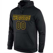 Load image into Gallery viewer, Custom Stitched Black Black-Gold Sports Pullover Sweatshirt Hoodie
