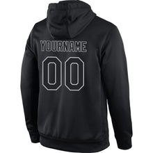 Load image into Gallery viewer, Custom Stitched Black Black-Gray Sports Pullover Sweatshirt Hoodie