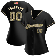 Load image into Gallery viewer, Custom Black Camo-City Cream Authentic American Flag Fashion Baseball Jersey