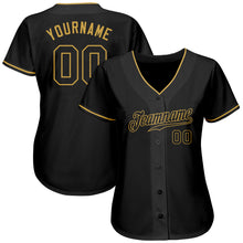 Laden Sie das Bild in den Galerie-Viewer, Custom Black Black-Old Gold Authentic Baseball Jersey