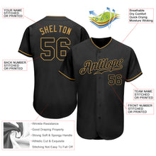 Laden Sie das Bild in den Galerie-Viewer, Custom Black Black-Old Gold Authentic Baseball Jersey