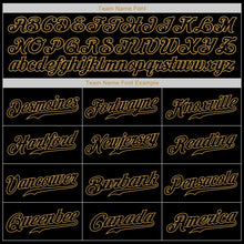 Load image into Gallery viewer, Custom Black Black-Old Gold Authentic Baseball Jersey
