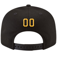 Загрузить изображение в средство просмотра галереи, Custom Black Gold-White Stitched Adjustable Snapback Hat