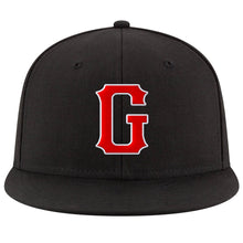 Загрузить изображение в средство просмотра галереи, Custom Black Red-White Stitched Adjustable Snapback Hat