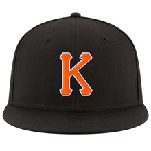 Загрузить изображение в средство просмотра галереи, Custom Black Orange-White Stitched Adjustable Snapback Hat