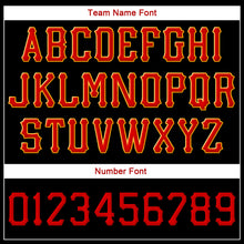 Laden Sie das Bild in den Galerie-Viewer, Custom Black Red-Gold Stitched Adjustable Snapback Hat