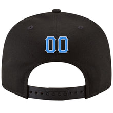 Load image into Gallery viewer, Custom Black Powder Blue-White Stitched Adjustable Snapback Hat