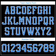 Load image into Gallery viewer, Custom Black Powder Blue-White Stitched Adjustable Snapback Hat