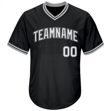 Загрузить изображение в средство просмотра галереи, Custom Black White-Gray Authentic Throwback Rib-Knit Baseball Jersey Shirt