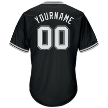 Загрузить изображение в средство просмотра галереи, Custom Black White-Gray Authentic Throwback Rib-Knit Baseball Jersey Shirt