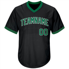 Laden Sie das Bild in den Galerie-Viewer, Custom Black Kelly Green-White Authentic Throwback Rib-Knit Baseball Jersey Shirt