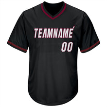 Laden Sie das Bild in den Galerie-Viewer, Custom Black White-Maroon Authentic Throwback Rib-Knit Baseball Jersey Shirt