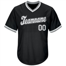 Загрузить изображение в средство просмотра галереи, Custom Black White-Gray Authentic Throwback Rib-Knit Baseball Jersey Shirt