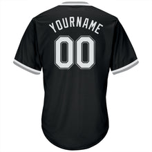Загрузить изображение в средство просмотра галереи, Custom Black White-Gray Authentic Throwback Rib-Knit Baseball Jersey Shirt