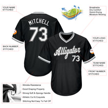 Загрузить изображение в средство просмотра галереи, Custom Black White-Gray Authentic Throwback Rib-Knit Baseball Jersey Shirt