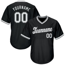 Загрузить изображение в средство просмотра галереи, Custom Black White-Gray Authentic Throwback Rib-Knit Baseball Jersey Shirt
