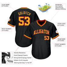 Load image into Gallery viewer, Custom Black Gold-Red Authentic Throwback Rib-Knit Baseball Jersey Shirt
