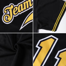 Load image into Gallery viewer, Custom Black Gold-Red Authentic Throwback Rib-Knit Baseball Jersey Shirt