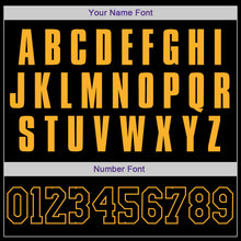 Laden Sie das Bild in den Galerie-Viewer, Custom Black Black-Gold Authentic Throwback Rib-Knit Baseball Jersey Shirt