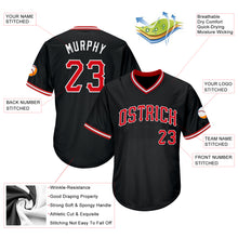 Laden Sie das Bild in den Galerie-Viewer, Custom Black Red-White Authentic Throwback Rib-Knit Baseball Jersey Shirt