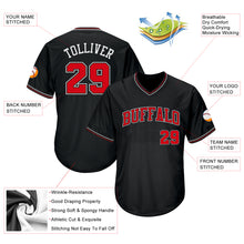 Load image into Gallery viewer, Custom Black Red-White Authentic Throwback Rib-Knit Baseball Jersey Shirt