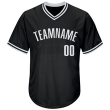 Laden Sie das Bild in den Galerie-Viewer, Custom Black White Authentic Throwback Rib-Knit Baseball Jersey Shirt