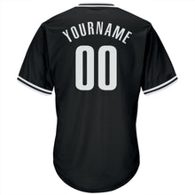 Laden Sie das Bild in den Galerie-Viewer, Custom Black White Authentic Throwback Rib-Knit Baseball Jersey Shirt